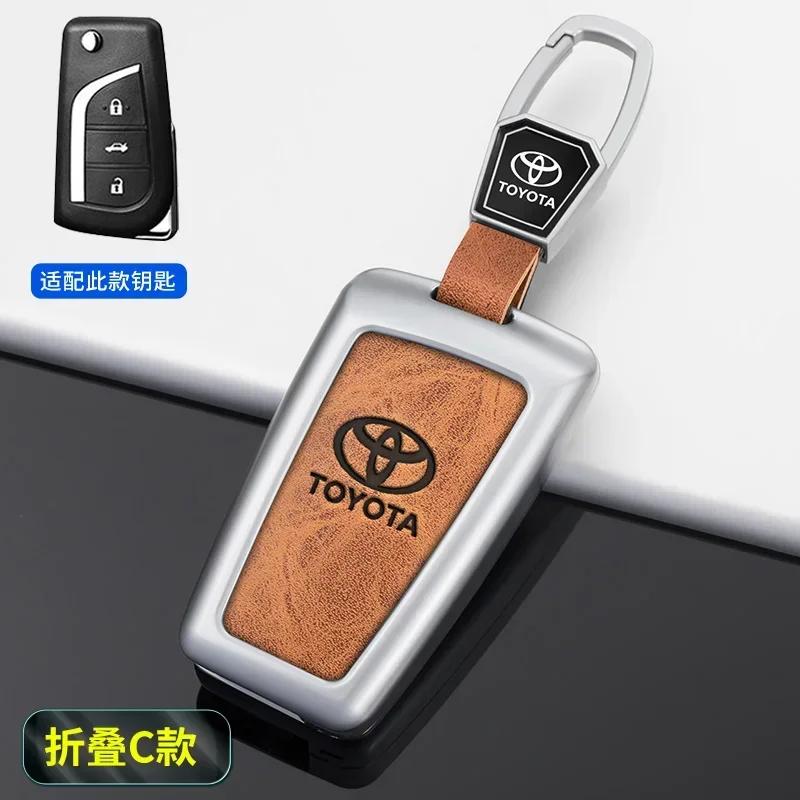 Toyota 2026 New Hub Caps Zinc Alloy Leather Car Key Cover Case Shell Bag Toyota Yaris Camry Corolla Prado R Car Sticker