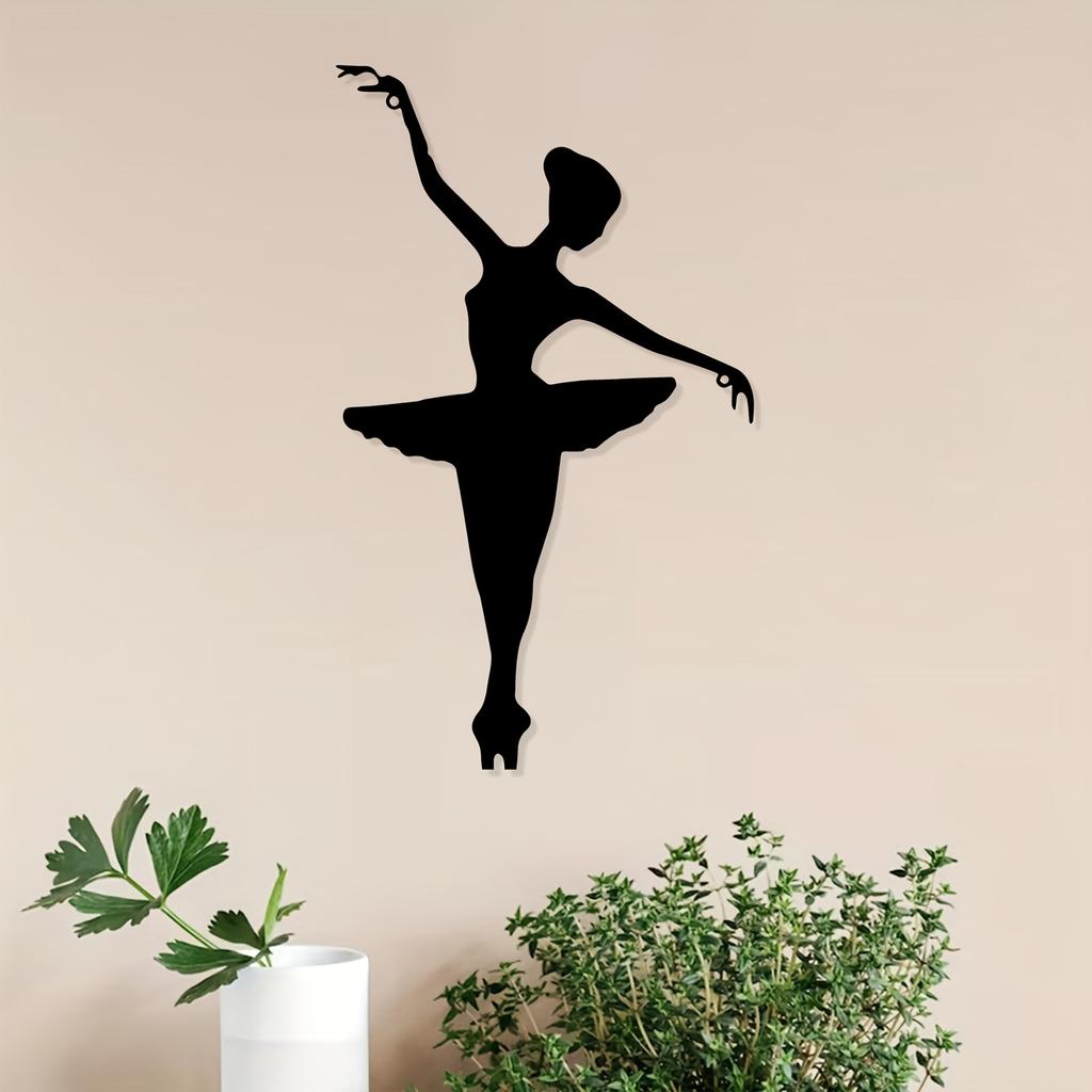 1pc Metal Ballerina Silhouette Wall Art Powder Coated Ballet Decor Gift for Living Room Garden Fence