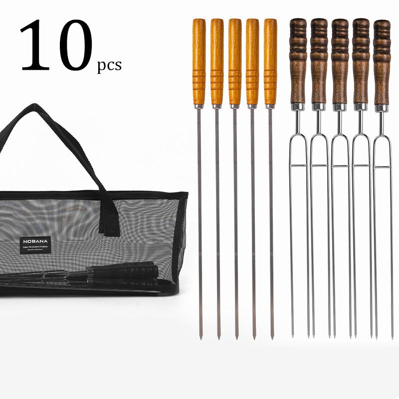10pcs Stainless Steel U-Shaped Barbecue Brazing Fork Needle Grilling Skewers Double Prong BBQ Tools BBQgrill Outdoor