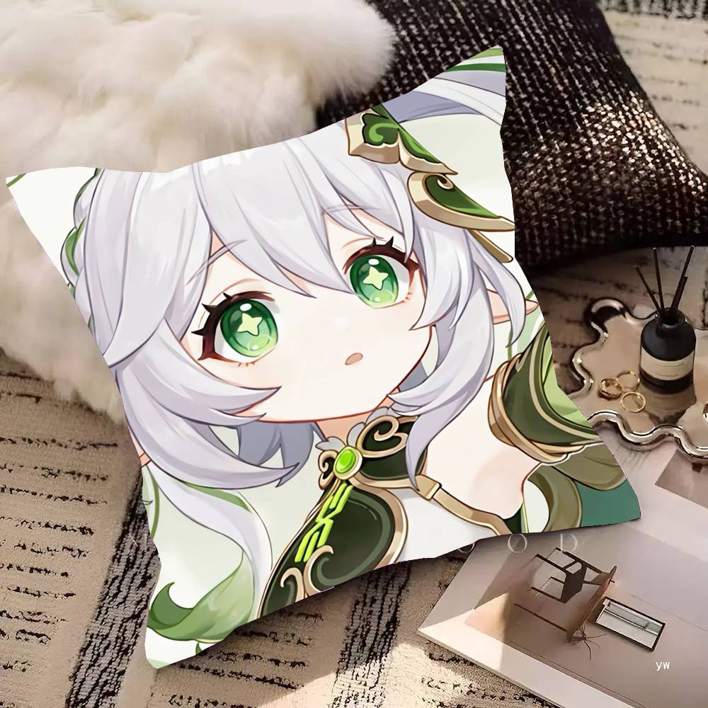 Nahida Animation Game GGenshin IImpact Pillow Case Fashion Square Pillowcase Bedroom Sofa Room Ins Decoration Leisure