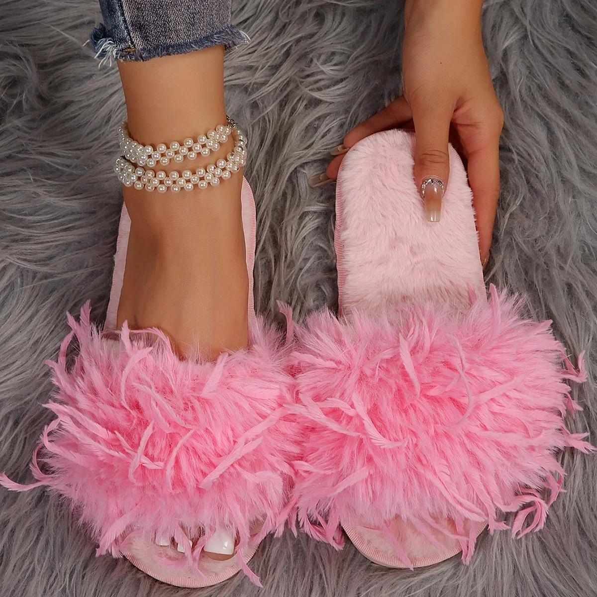 

Милые теплые плюшевые тапочки женские Slis на плоской подошве пушистые меховые женские туфли однотонные низкие каблуки на платформе меховые тапочки обувь Zapatos 39 розовый