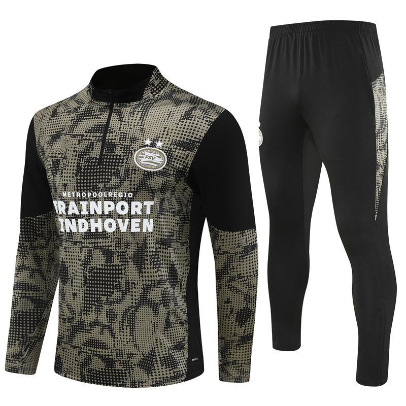 Halbzip Bestickter Fußball Trainingsanzug Set Arsenal Barcelona Real Madrid Camouflage Fußballanzug