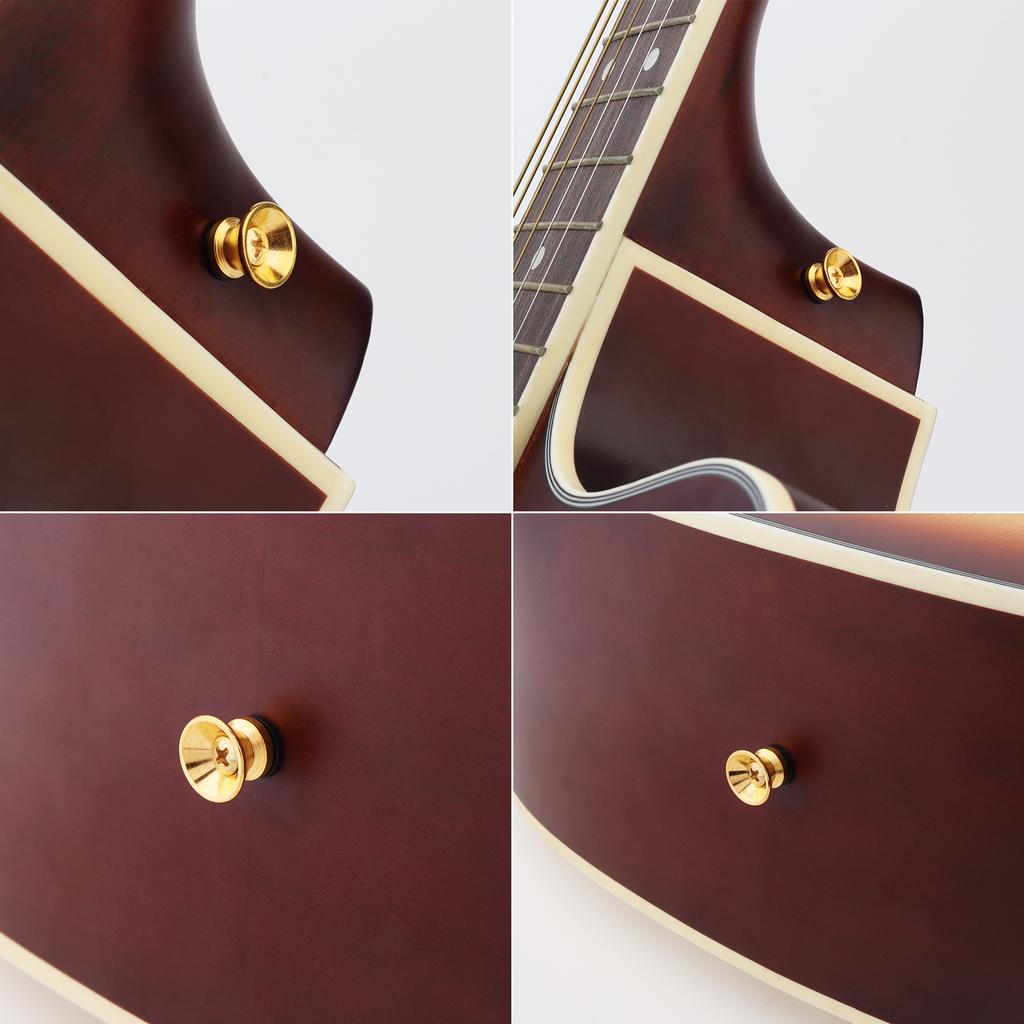 Metal 6pcs Guitar Strap Lock Buttons Gold Silver Black Acoustic Electric Ukulele Secure Heavy Duty