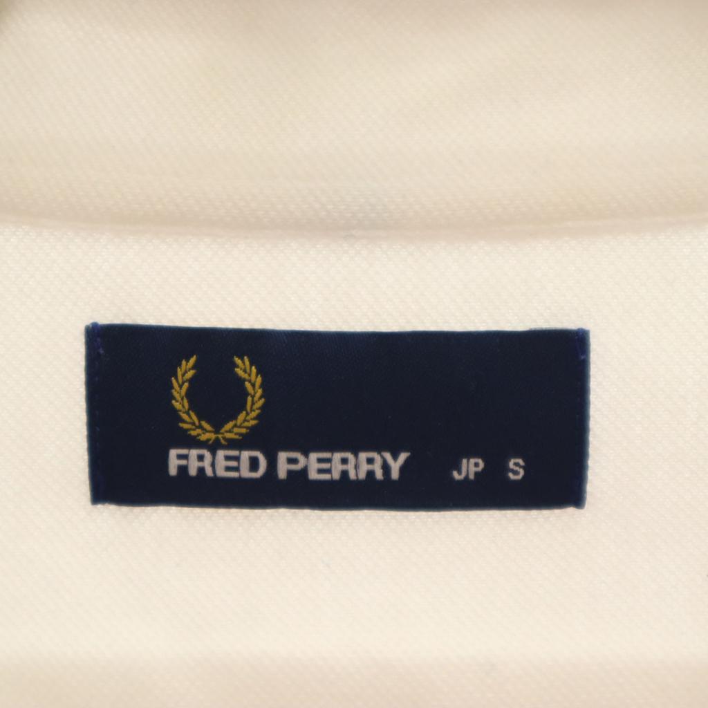 FRED PERRY Striped Pattern Long sleeve Fawn shirt S white Men's Used