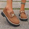 British Style Large Size Loafers Women's 2025 New Fashion Versatile Retro Color Matching Casual Thick Heel Platform Single Shoes