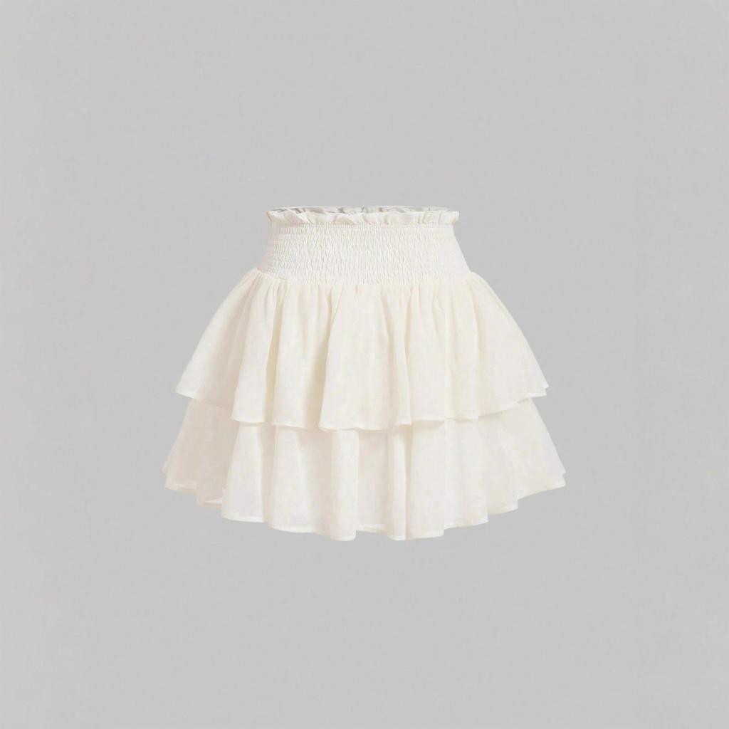 Gonna Mini a Strati, Gonna a Vita Alta Elastica Arricciata a Svasatura, Dolce Gonna Vaporosa Balletcore per Abiti Casual Quotidiani Primavera Estate