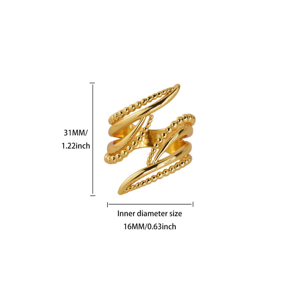 Luxury Geometric CZ Zircon Open Rings For Women Gold Color Stainless Steel Ring Shiny Fashion Jewelry Party Gift