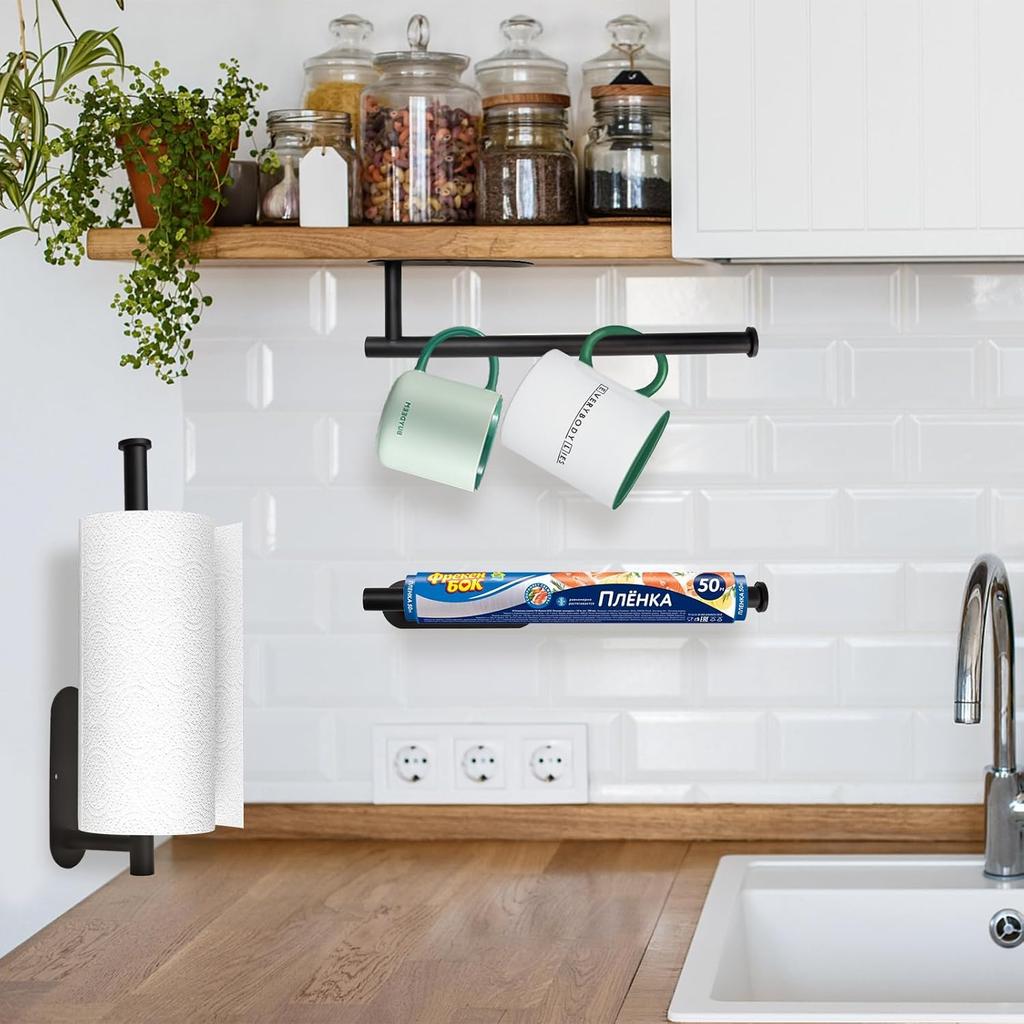 Kitchen Roll Paper Holder Adhesive Stainless Steel Toilet Paper Holder Under Cabinet Paper Roll Holder for Kitchen Storage