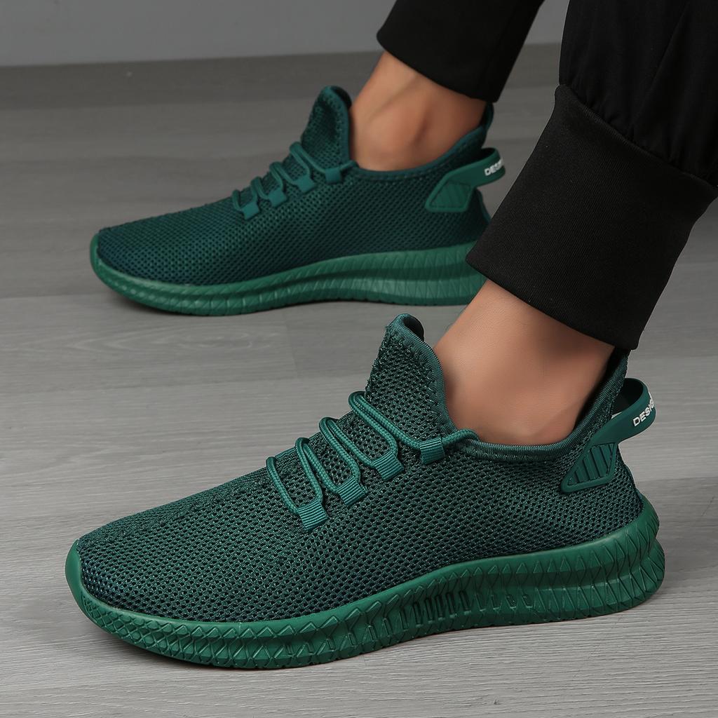 Large size light shoes spring and autumn mesh fly-woven upper running foot cover casual sports shoes