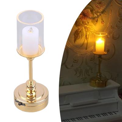 Dollhouse Miniature Table Lamp Set for 1/12 Scale DollHouses with LED Lights and Transparent Shade for Model Display