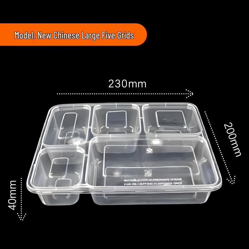 Disposable 5-Compartment Microwaveable Meal Prep Containers