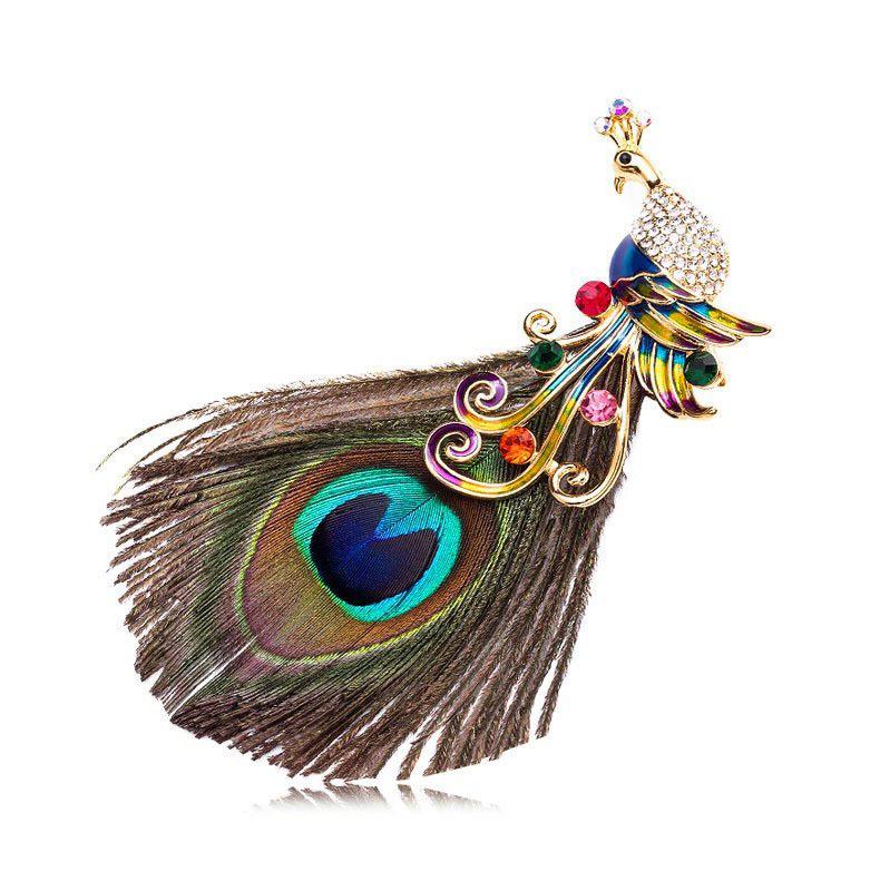 Elegant Peacock Rhinestone Brooch: Versatile Shawl Pin & Corsage Accessory for Women's Coats and Suits