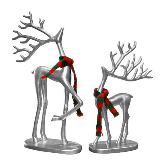 

1/2 шт. Рождественская статуэтка оленя с шарфом, минималистичная фигурка силуэта лося, скульптура оленя, украшение для дома, офиса, рабочего стола I