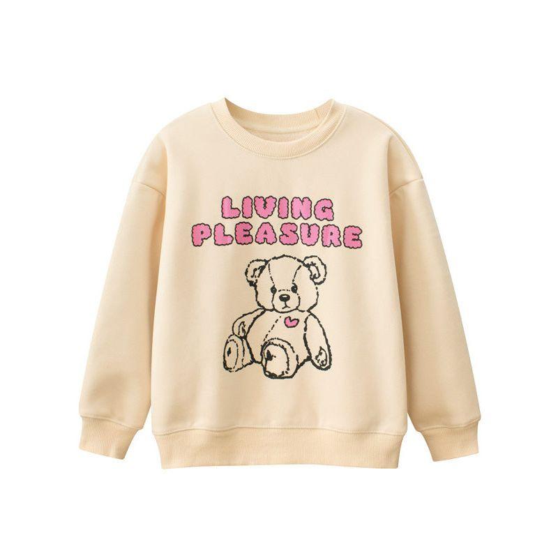 Brand Export Original Children's Clothing, Children's Fleece-Lined Cartoon Bear Sweatshirt, New Autumn and Winter Style for Older Girls
