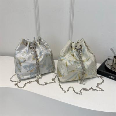 Personalized Casual New Chinese Style Retro Bag for Women's Spring and Summer New Bucket Bag Simple One-shoulder Cross-slide Bag