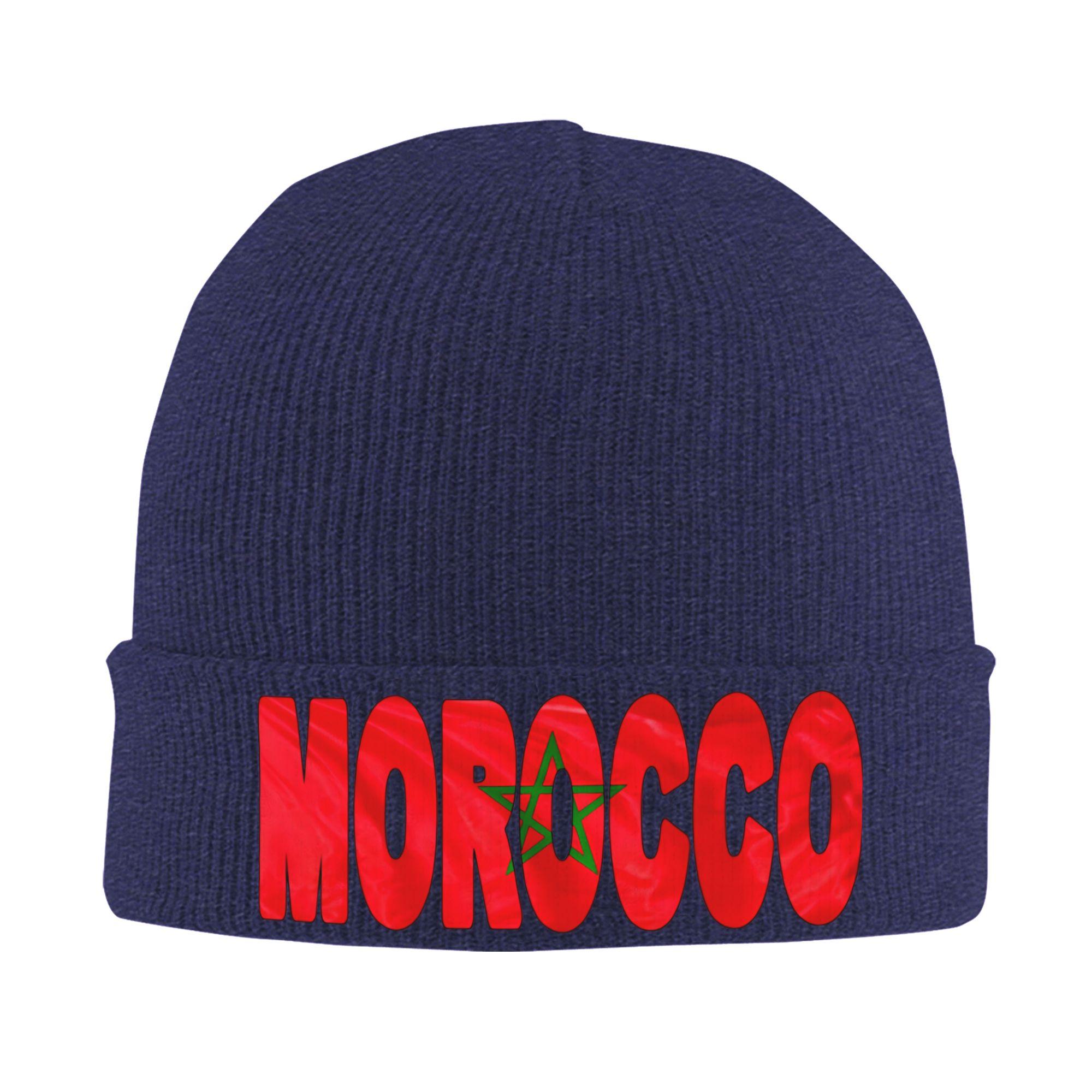 

Morocco Flag Flying In Wind Beanie Hats Skullies Beanies Unisex Adult Casual Head Wrap Caps Autumn Winter Kpop Bonnet Hats One Size