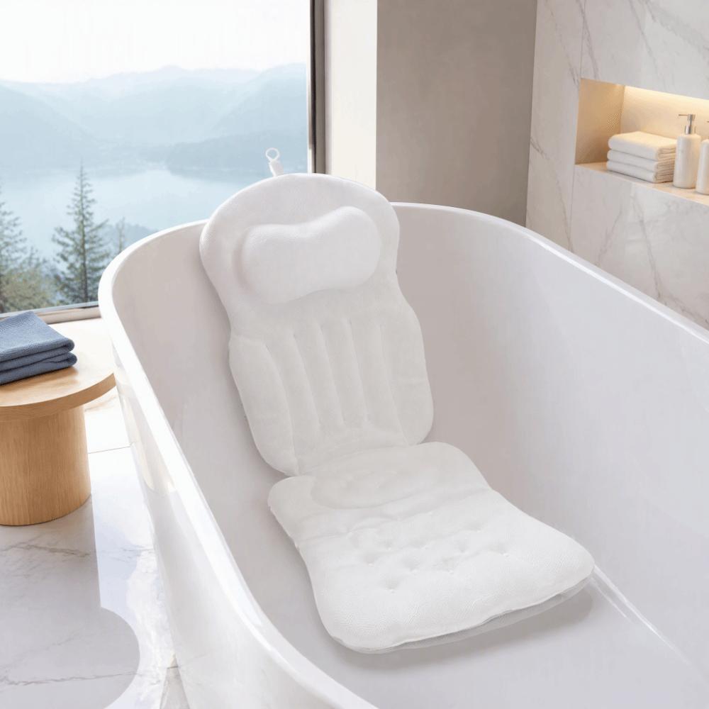 White Full Body Bath Pillow Polyester Bathtub Pillow Bathtub Cushion Head Neck Back Support