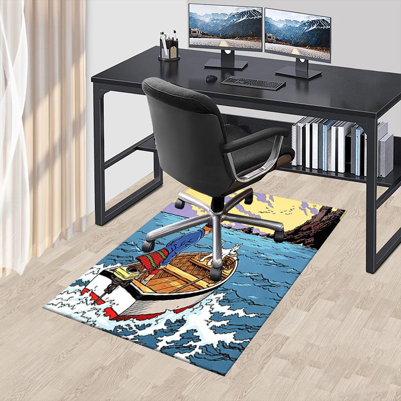 Bootsreise Meeresabenteuer Teppich für Spielzimmer Schlafzimmer Wohnzimmer Sofa Heimdekor Kinder Spielbereich Teppich Rutschfeste Bodenmatte