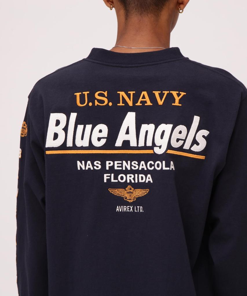 Avirex Long Sleeve Embroidery The Blue Angels Large 120 Navy T-Shirt / 783-4130010 Men's