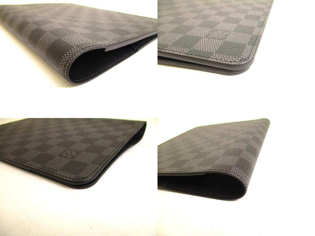 Authentic LOUIS VUITTON Graphite Leather Notebook Holders Desk Agenda Coover A5 #a078  Refurbished