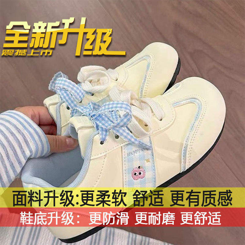

Chic niche design Korean version of student sports little white shoes female ugly cute 2025 autumn new pink puff board shoes 35