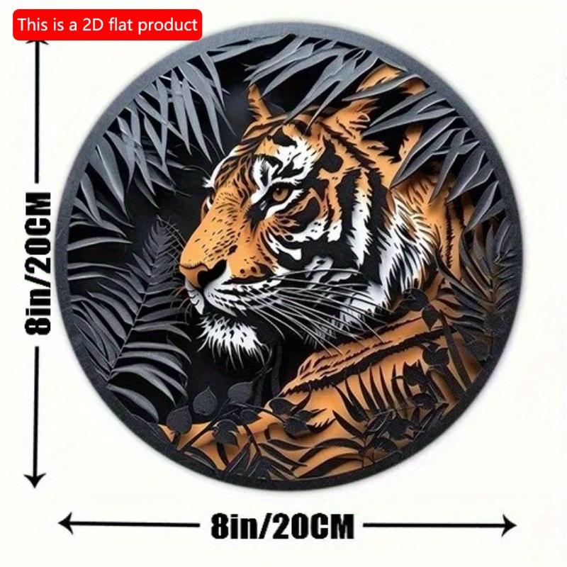 2d flat 20*20cm Wooden Sign, Creative Tiger Pattern Wooden Sign Decor, Home Decor, Wall Decoration, for Home, Kitchen, Garden, Bedroom, Bar Decor.