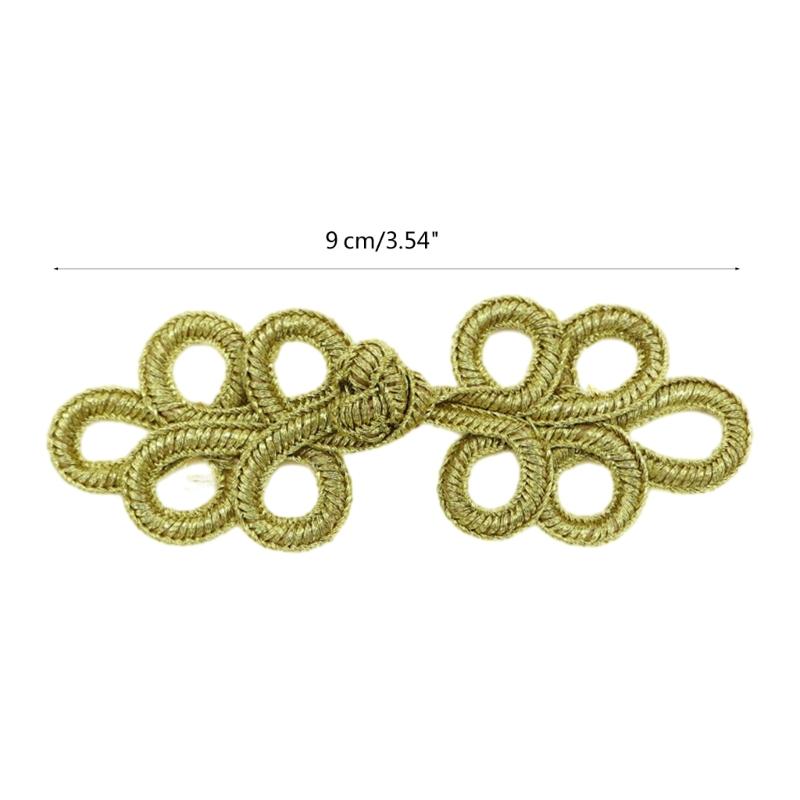 Five Leaves Shape Chinese Cheongsam Knot Button Closure Ribbon Gold Wire Fastener Hanfu Tang Shirt Suit DIY Sewing Craft
