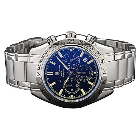 Salvatore Marra Chronograph Date Colored All Stainless Watch Cloth BKSV Men's Watch, Black, Display, Glass, Steel, Included, [Used]