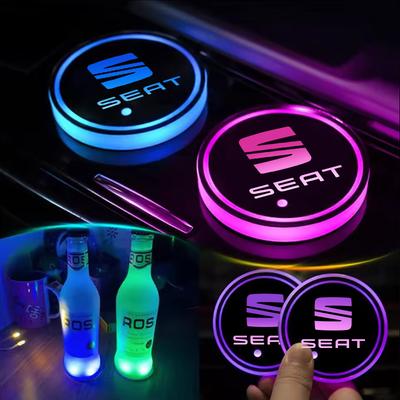 Car Luminous Water Cup Coaster Led Atmosphere Light Holder For Leon Ibiza Alhambra Exeo Altea Arona Mii IBL Car Accessories