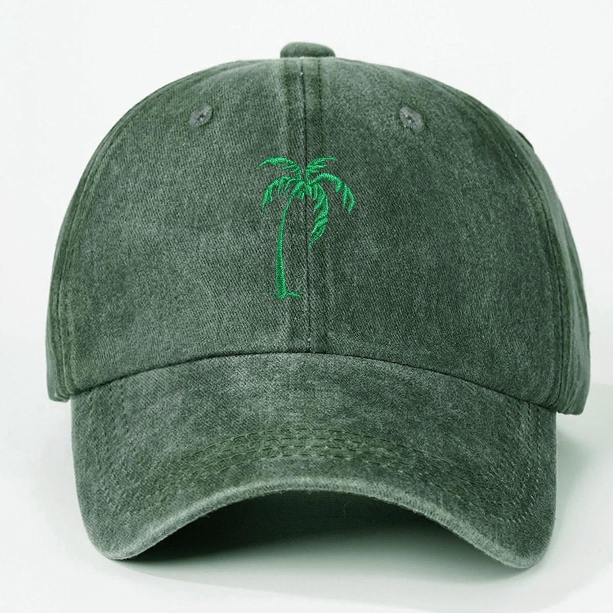 

Unisex Coconut Tree Embroidered Baseball Cap - Spring/Summer Sun Protection Hat One Size зелений