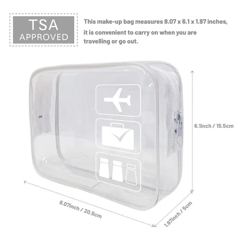 TSA-Approved Quart Size Clear Toiletry Bag - Transparent Makeup Bag for Air Travel. High-Quality Leak-Proof Design.