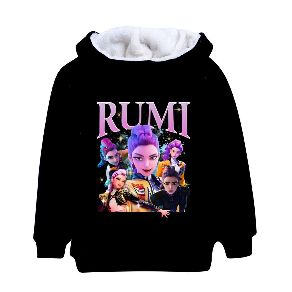 4805 Kinder Mädchen Kpop Zoey Mira Rumi Rumi Mantel Langärmlig Samt Warm Winterjacke