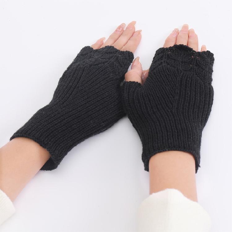 Winter Hand Gloves Soft Warm Gloves Stretchy Fingerless Mittens With Thumb Hole