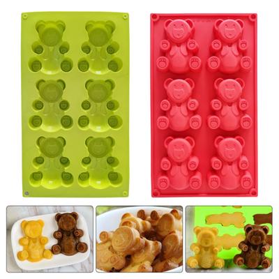 Bear Mold Easy Demolded Non-stick Heat-resistant DIY Silicone 6 Grids Mousse French Ice-cream Jelly Pudding Mold Kitchen Supplies