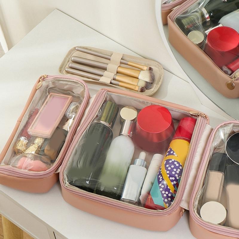 Fashionable Toiletry Cosmetic Storage Bag Practical Travel Makeup Bags Multiple Pockets For Traveler And Commuters