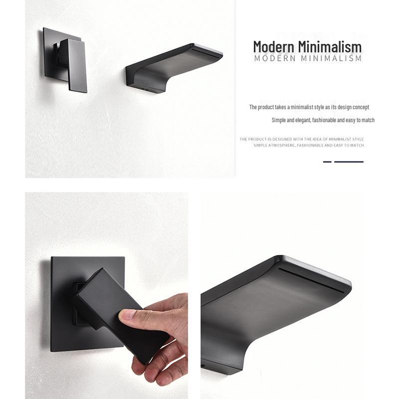 All-Copper Concealed Wall-Mounted Waterfall Basin Faucet (Hot & Cold)