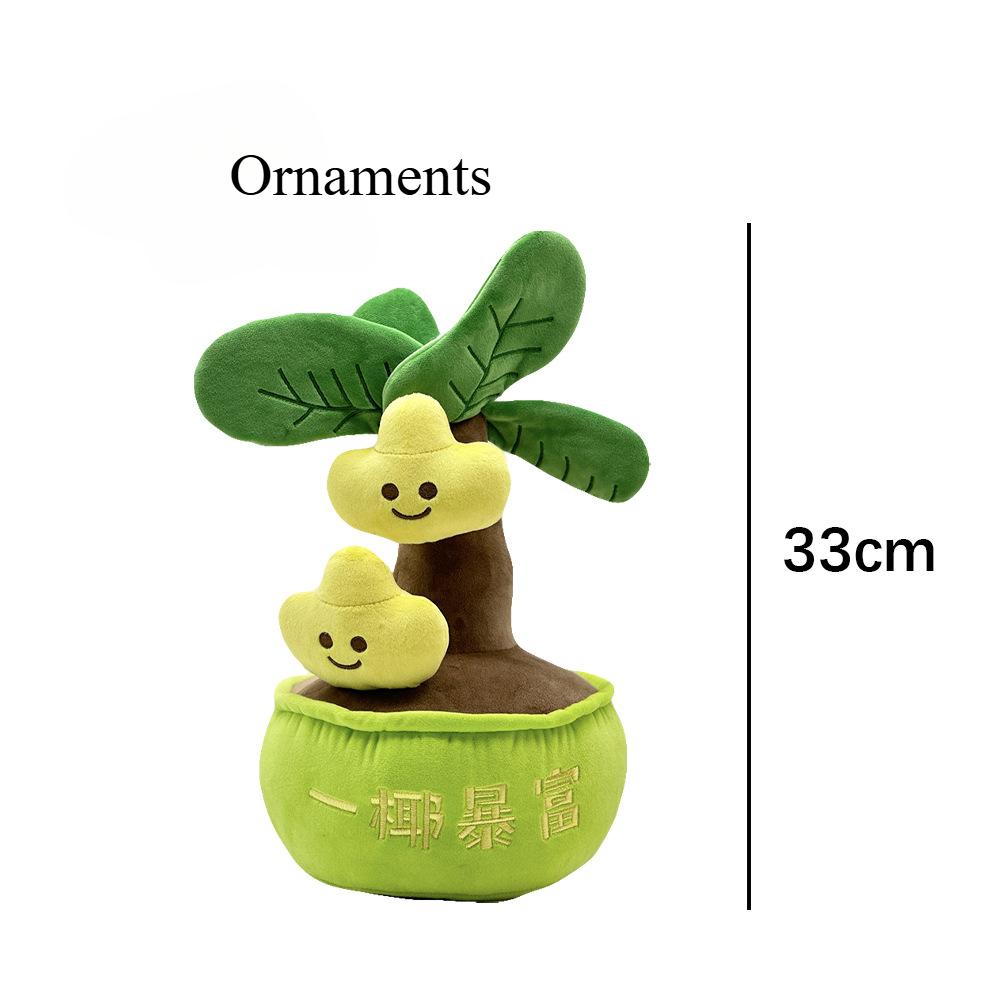 Stil Nou de Plante de Pluș în Ghiveci Pin Verde și Cocos, Ornamente Amuzante la Modă și Drăguțe