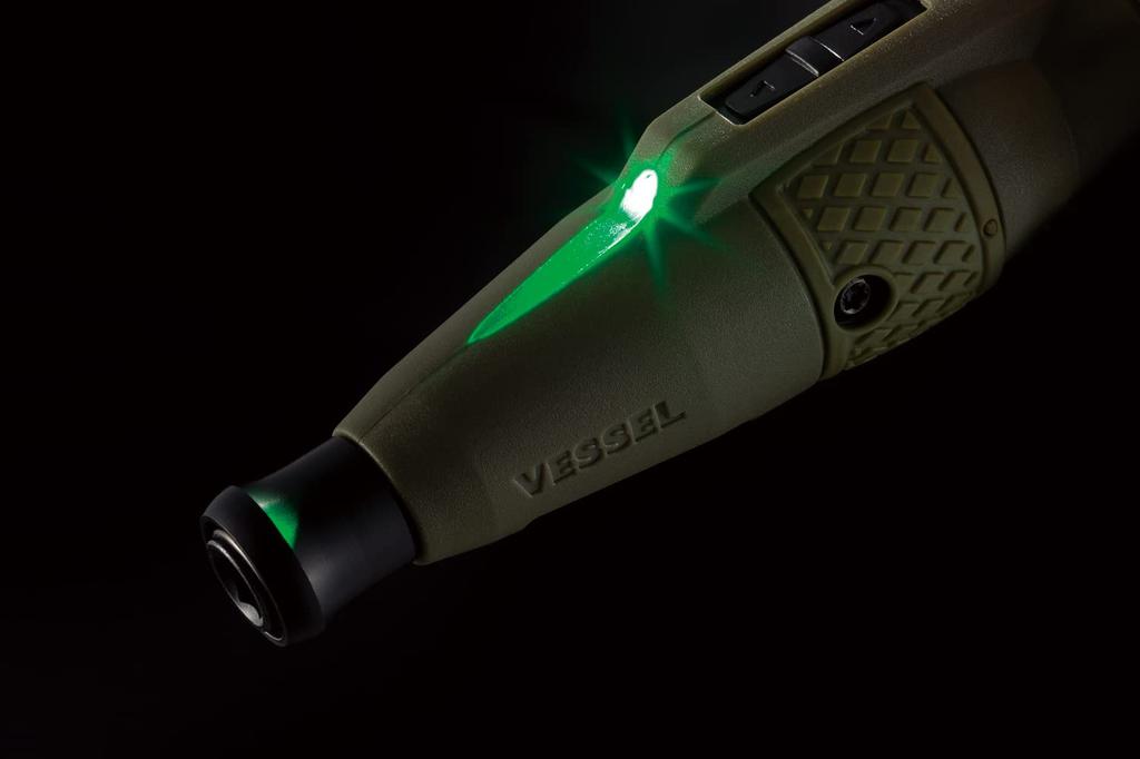 VESSEL Electric Ball Grip Limited Edition Color Includes 1 Model Screwdriver, (Dull Green), Bit, 220USB-1DG