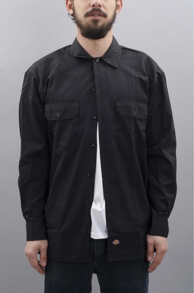Dickies Men's Long Sleeve Work Shirt, US Size: Small, Color: Black