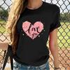 Women's Casual Fashion Large Yards Of Love Print Round Neck T-shirt