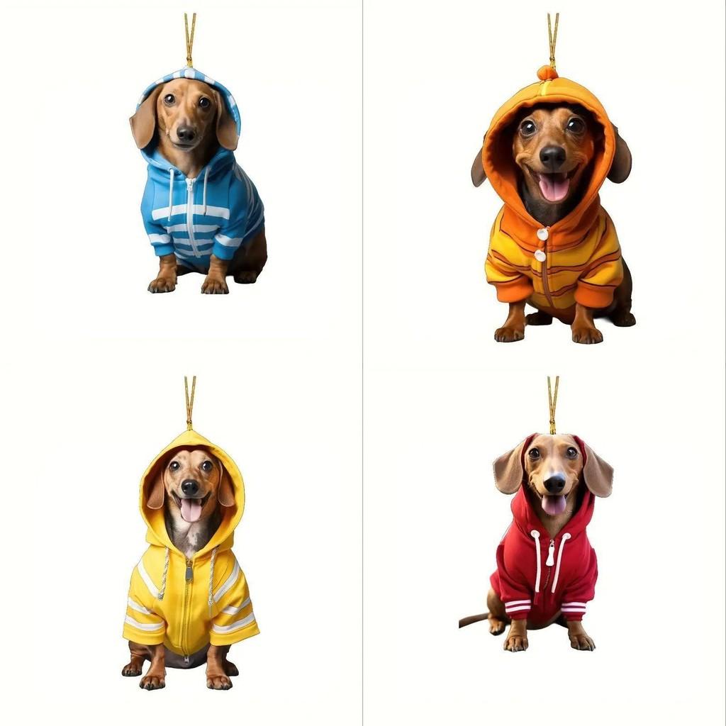 Stylish Acrylic Christmas Dog Keychain Multi-functional Car Home Decoration Accessory