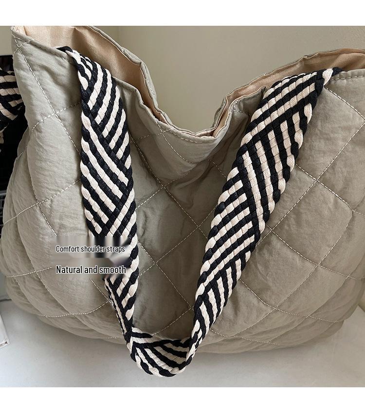 Damen Argyle Baumwollgepolsterte Tragetasche — Große Kapazität Herbst/Winter Schultertasche