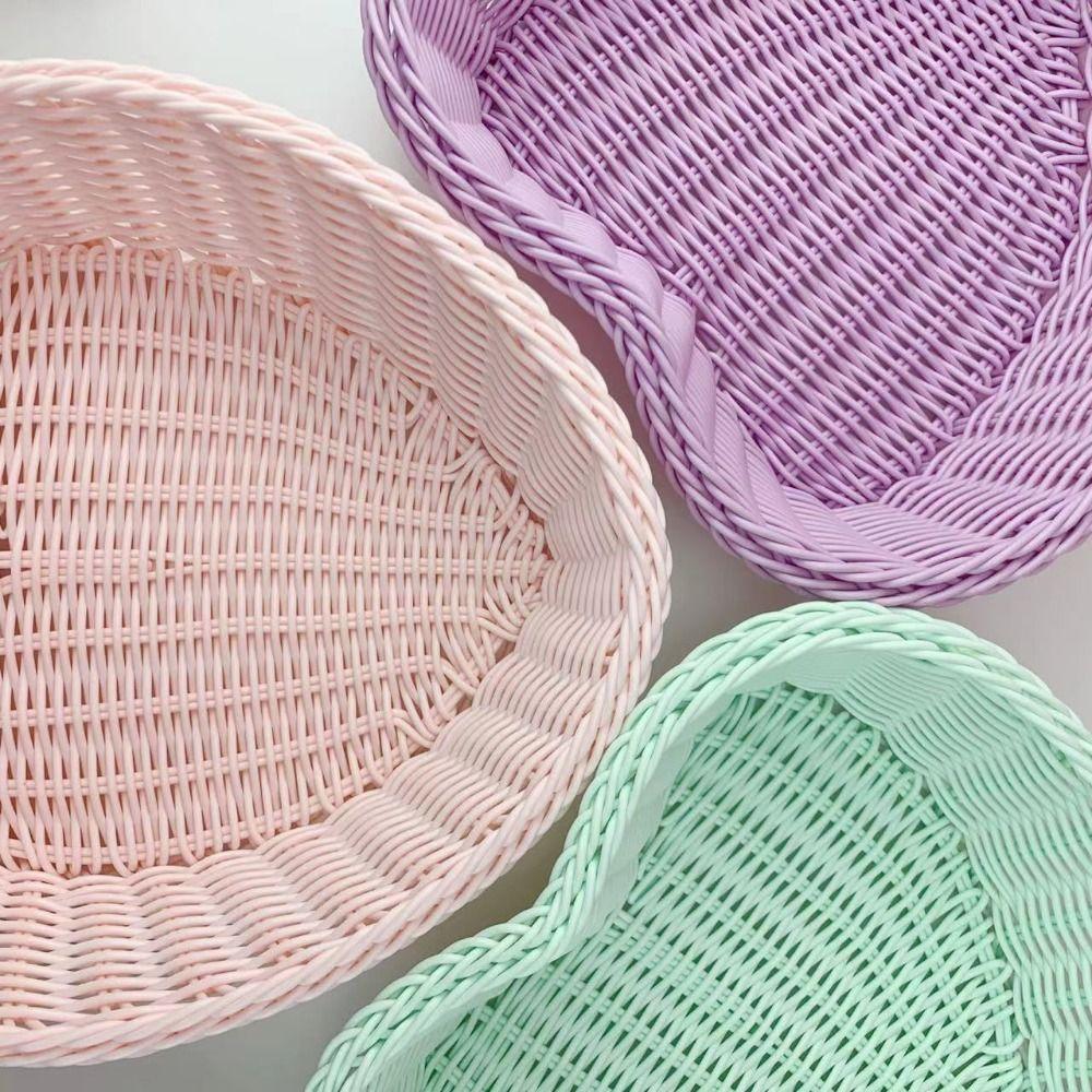 Pink Sweet Color Basket Plastic Fruit Storage Basket Durable Sundries Organizer  Debris