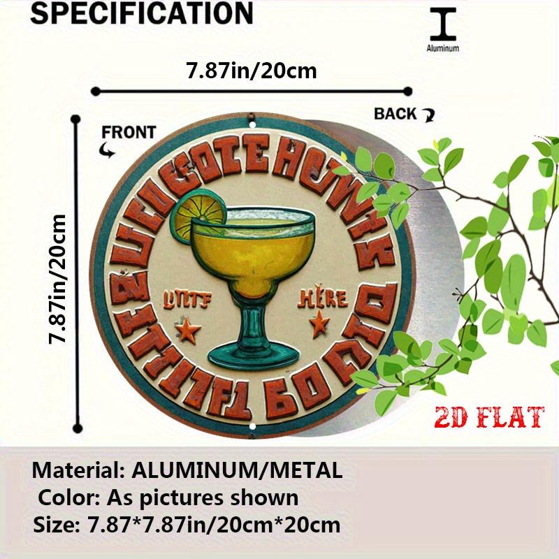 Vintage Margarita Recipe Metal Tin Sign x Round Aluminum Wall Decor with Cocktail Glass Lemon Slice 20x30cm(7.8x11.8inch)