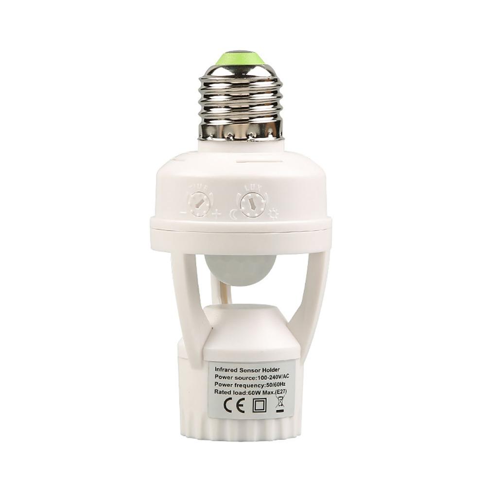 Soquete de Lâmpada com Sensor de Movimento E27 Retardo de 10-300 Segundos Adaptador de Suporte de Lâmpada Inteligente Uso Interno
