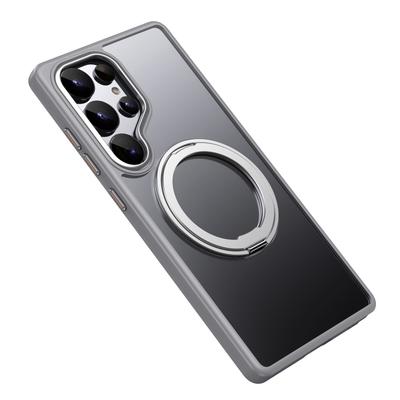 For Samsung Galaxy S25 Ultra Magnetic Case TPU + Acrylic + Metal Kickstand Matte Phone Cover