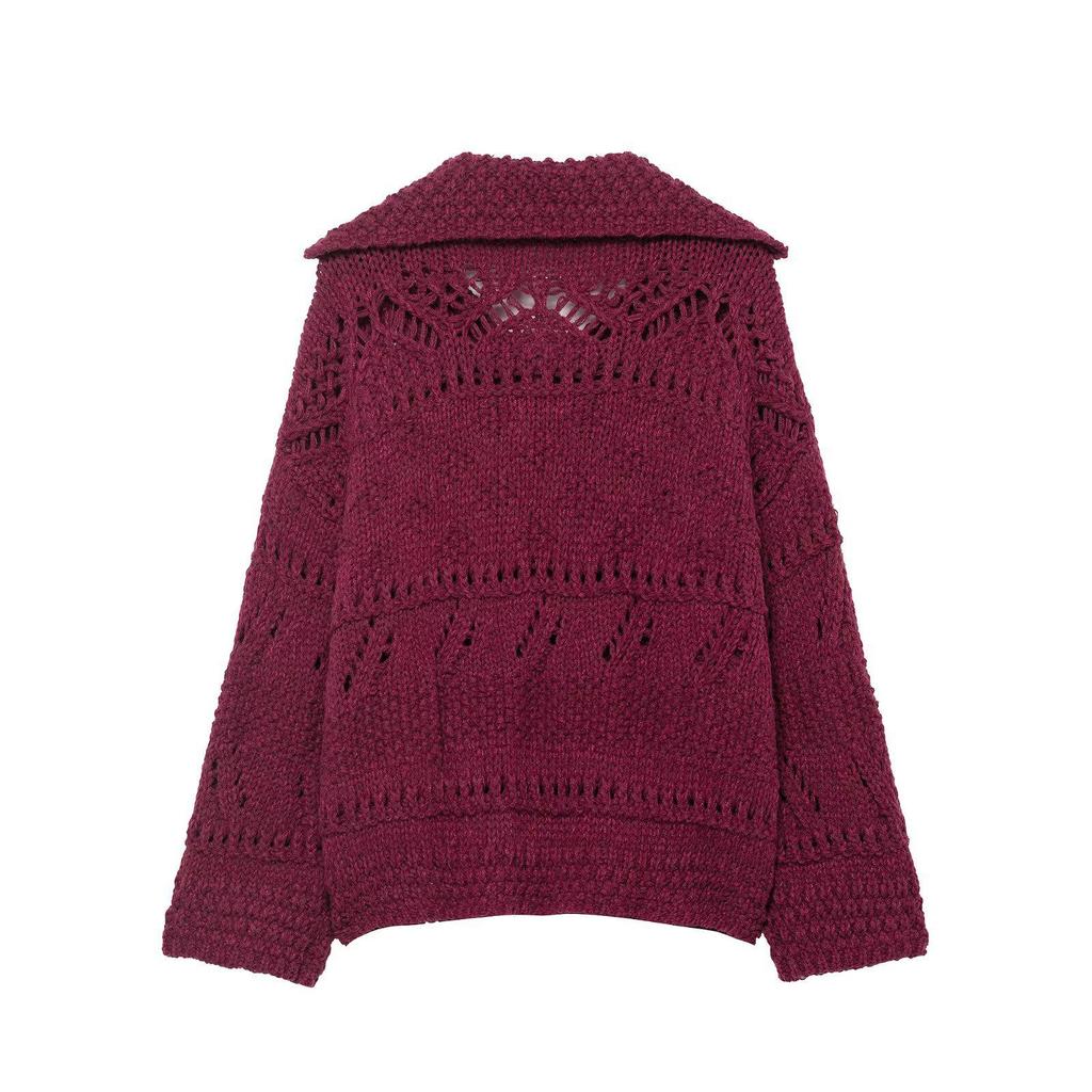 European Style Women's Thick Knit Hollow Cardigan - Autumn 2025 Collection