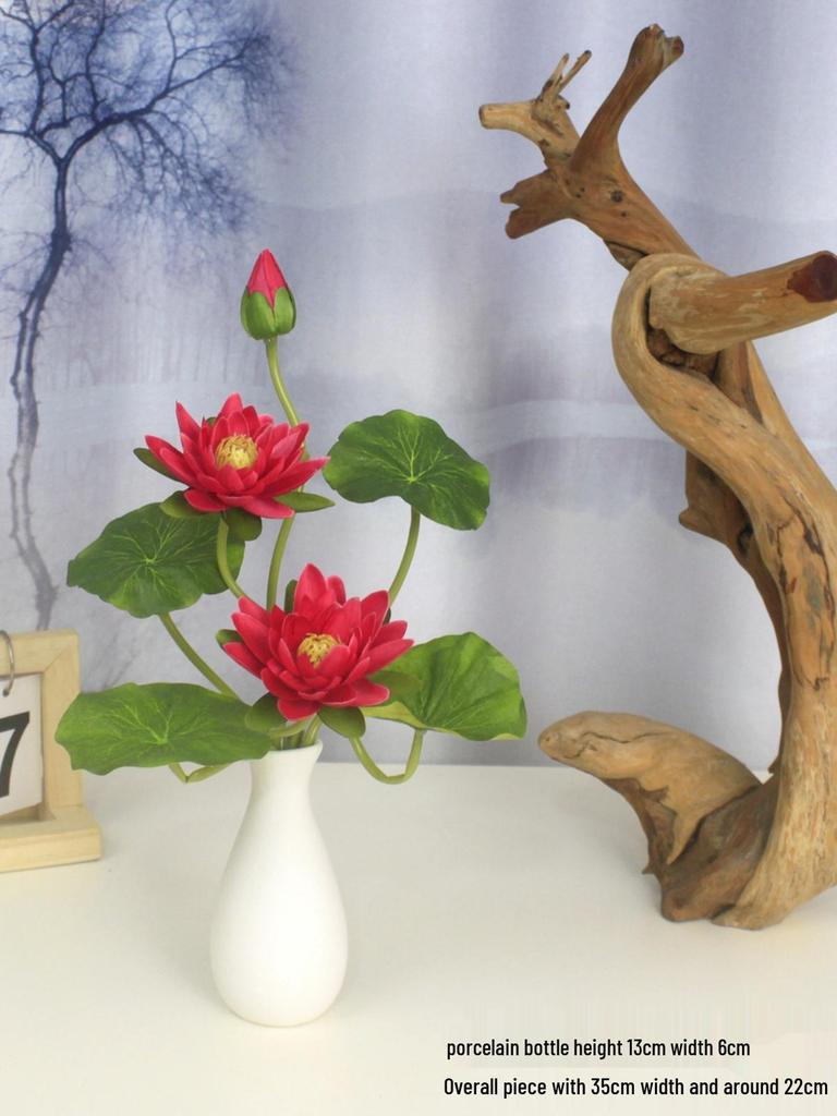 Artificial Silk Lotus Flower Ornament for Buddha Altar - Decorative Bonsai Guanyin Flower