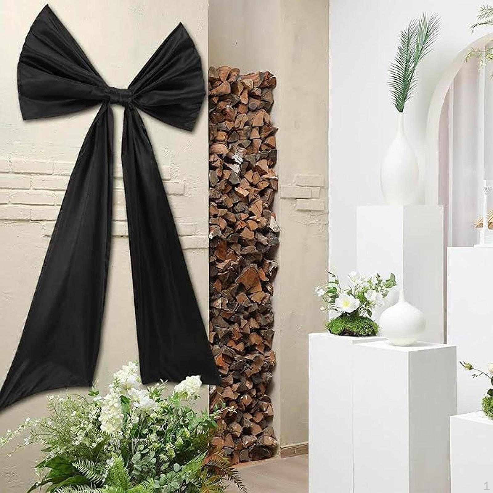

Big Bow Backdrop Gift Ormanents Large Hanging Room Wall Decor Giant Ribbon Tie, for Themed Wedding чорний