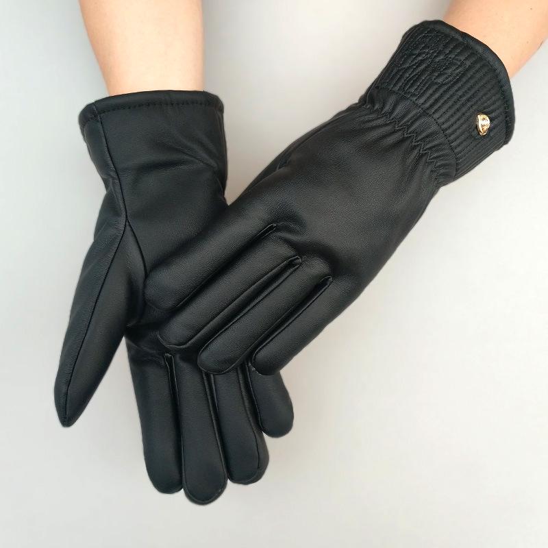 Men's and Women's Thick Plus Velvet Leather Gloves: Windproof, Non-slip for Cycling and Motorcycling